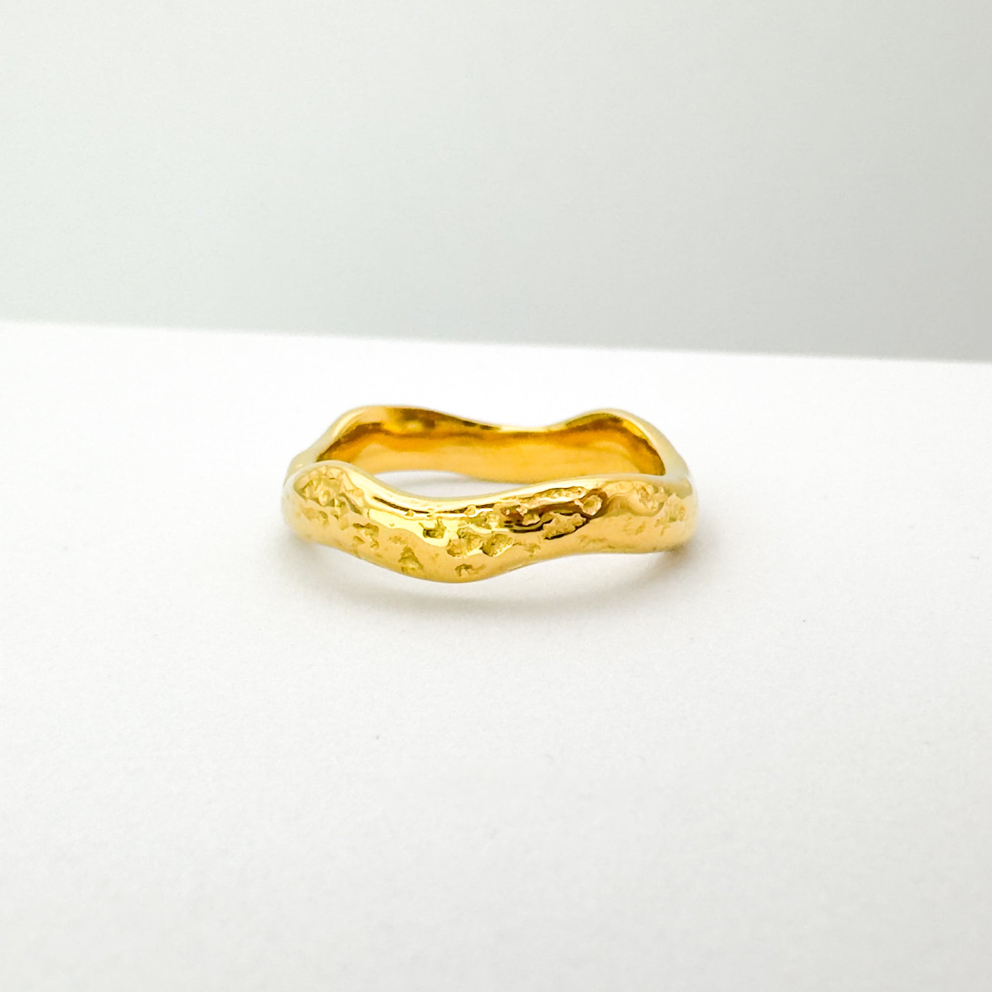 Inez Gold Wave Textured Ring