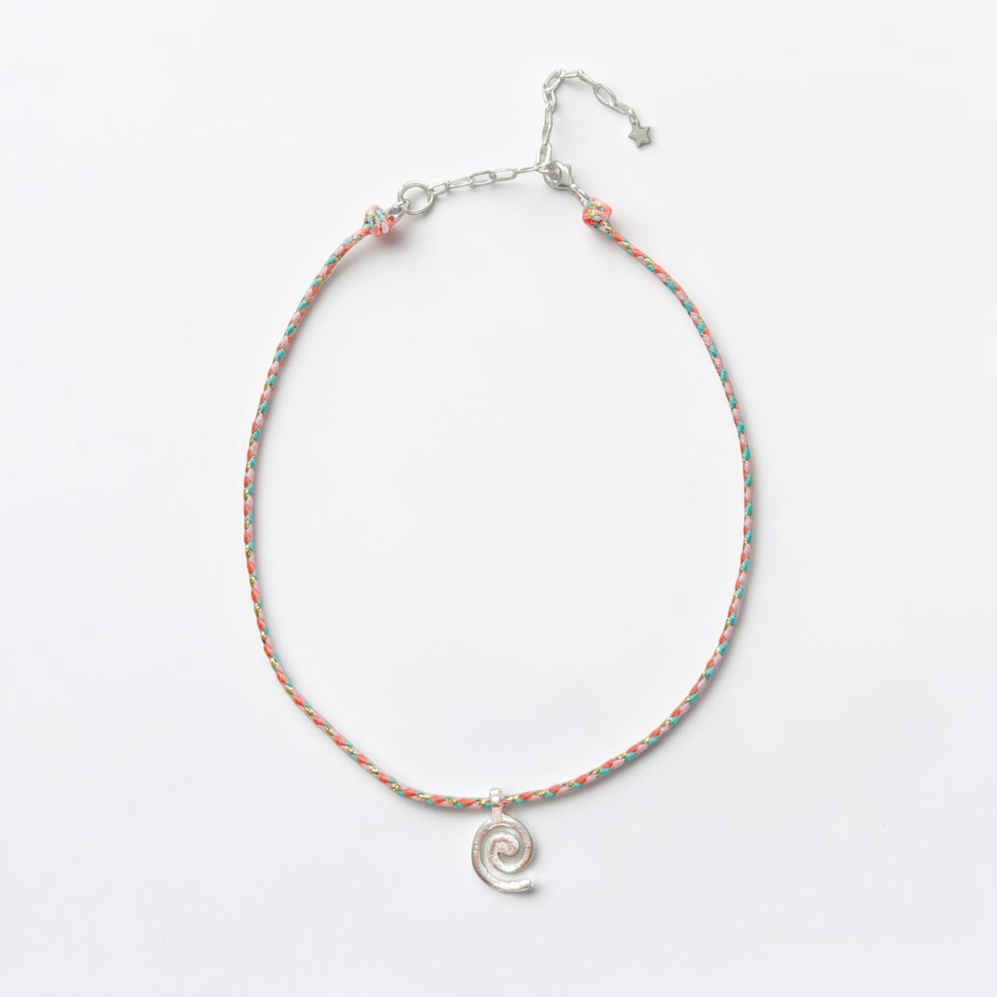 Ischia Silver Swirl Pendant Cord Necklace