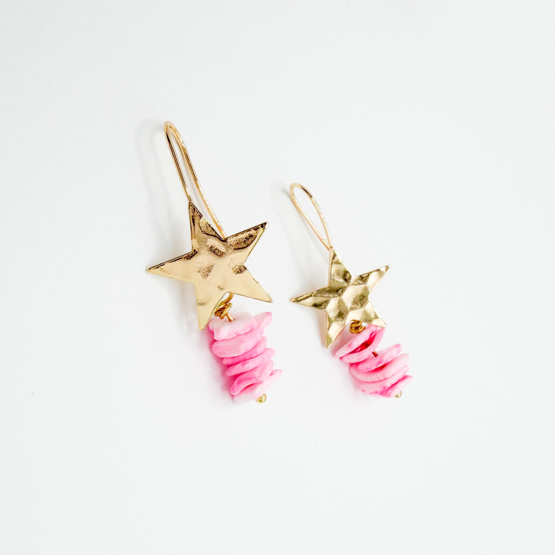 Island Pink Shell Gold Star Earrings