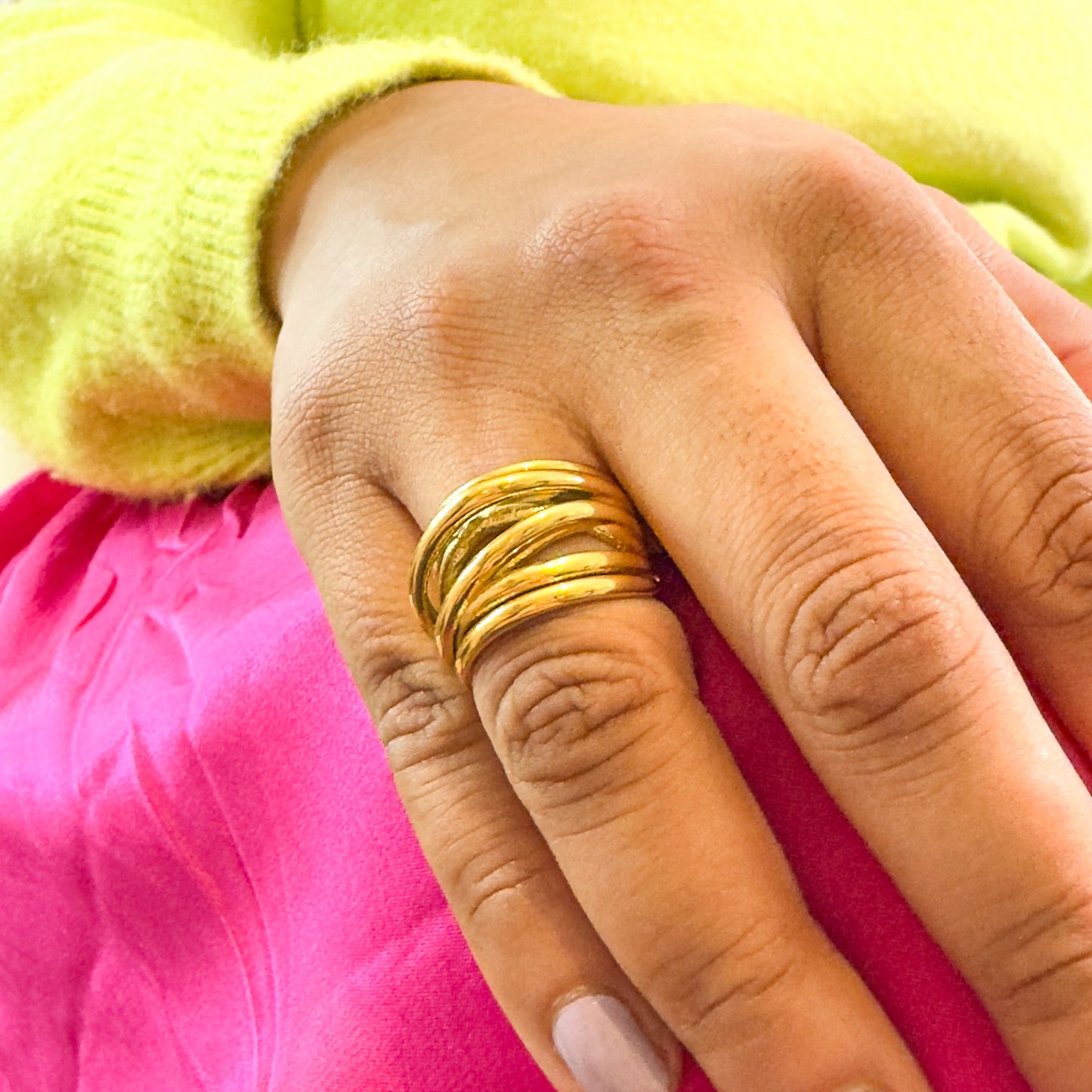Ivy Gold Chunky Multi Band Ring