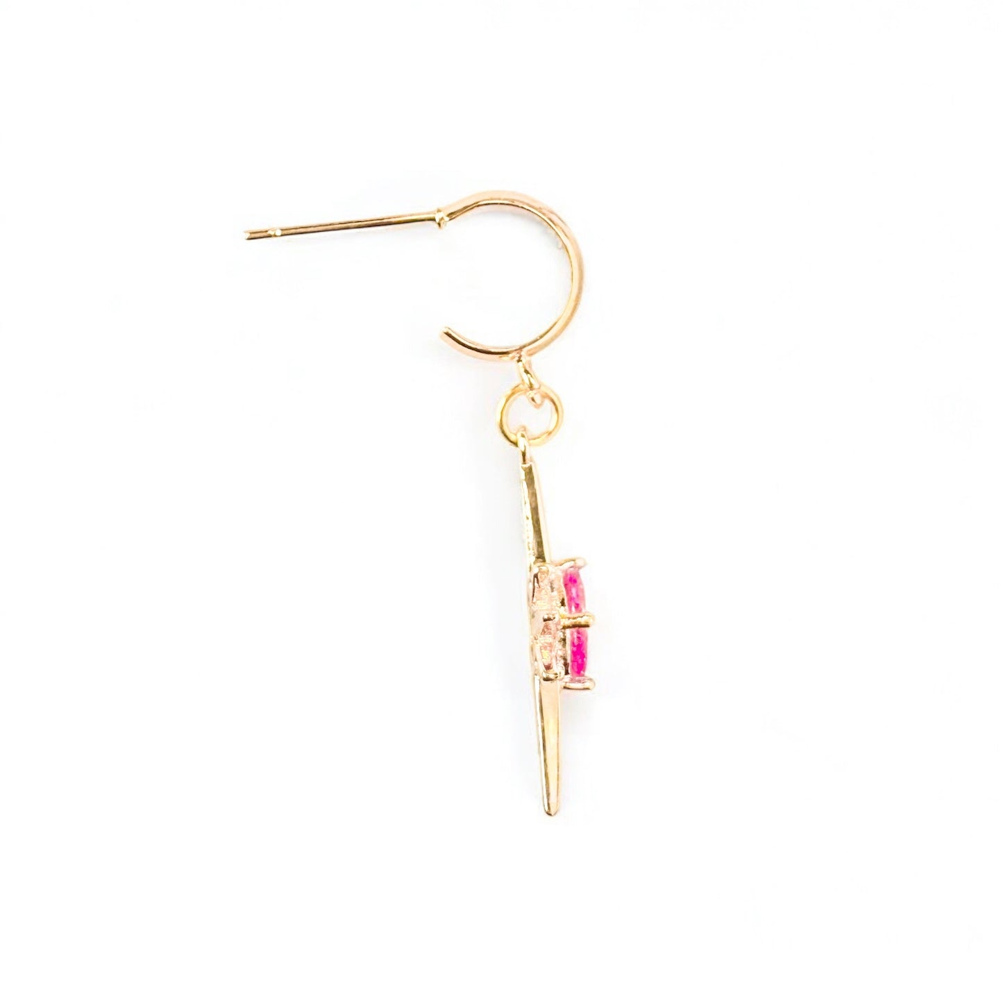 Jemima Pink Gemstone Star Charm Gold Earrings