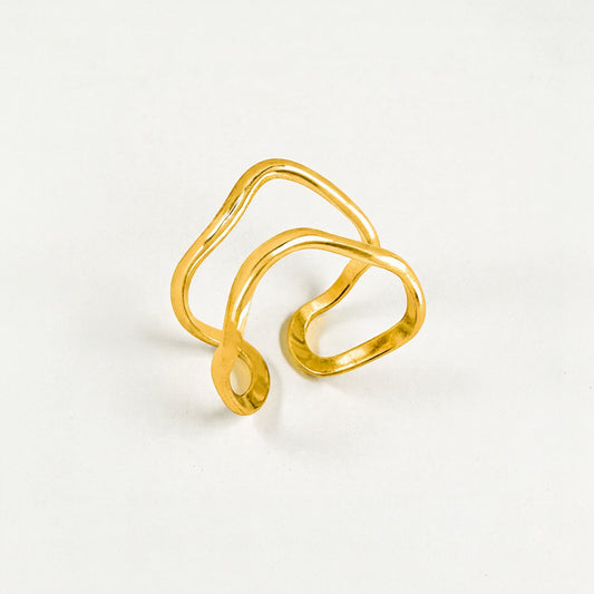Kelsey Gold Wave Ring | Adjustable