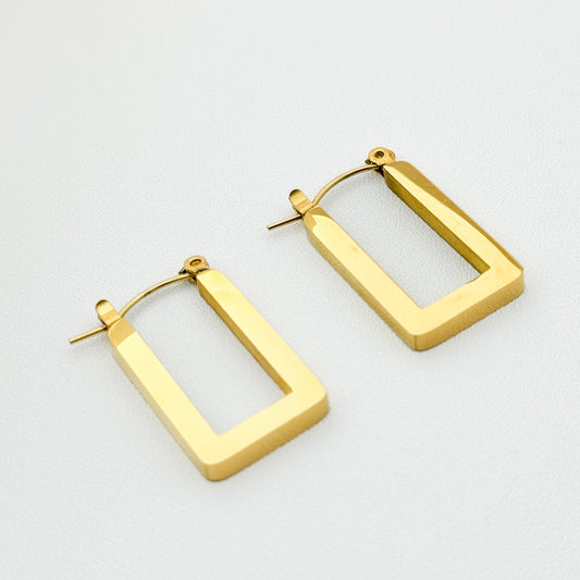 Loren Gold Rectangle Medium Hoop Earrings