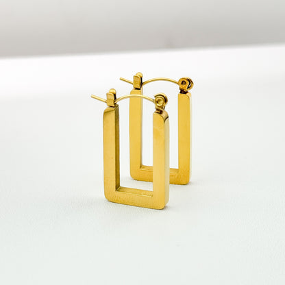 Loren Gold Rectangle Medium Hoop Earrings