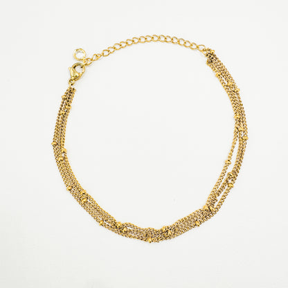 Lumi Gold Triple Chain Satellite Bead Bracelet - Razzle and Rose Jewellery