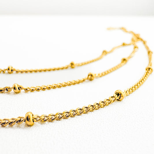 Lumi Gold Triple Chain Satellite Bead Bracelet - Razzle and Rose Jewellery