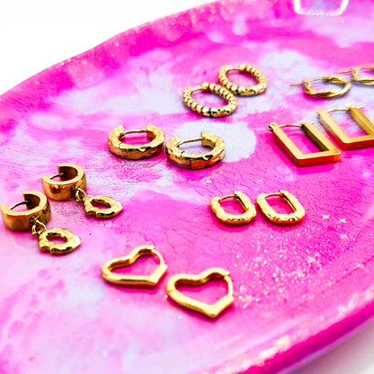 Loren Gold Rectangle Medium Hoop Earrings