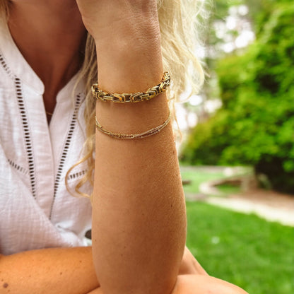 Lumi Gold Triple Chain Satellite Bead Bracelet