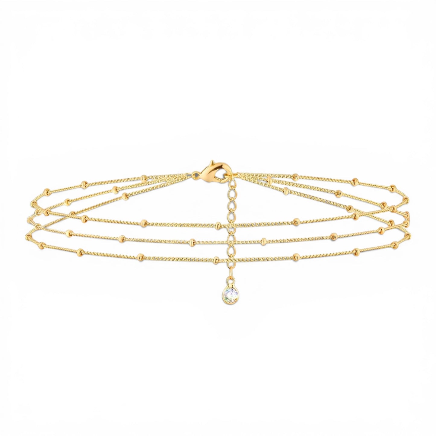 Lumi Gold Triple Chain Satellite Bead Bracelet