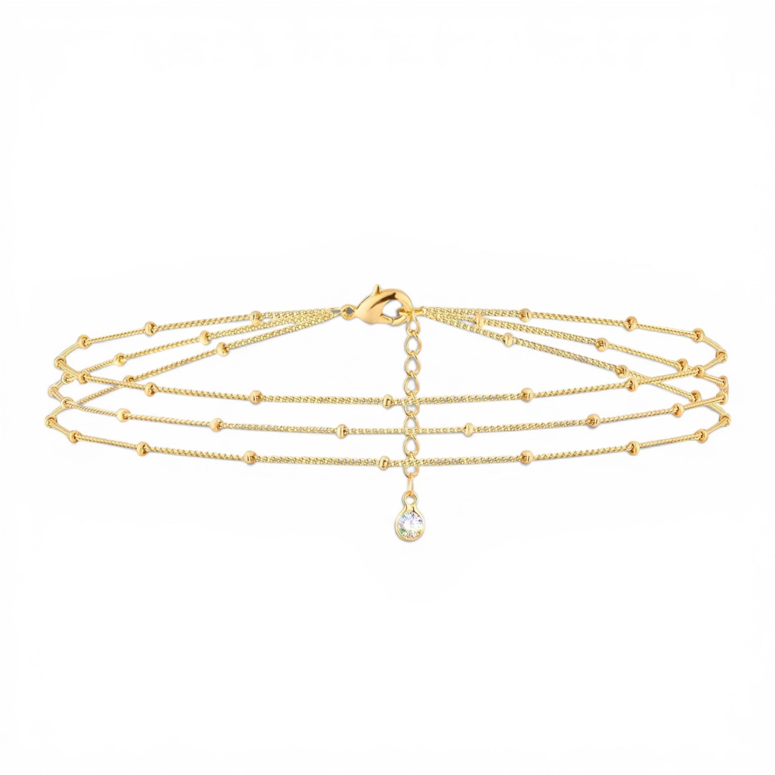 Lumi Gold Triple Chain Satellite Bead Bracelet