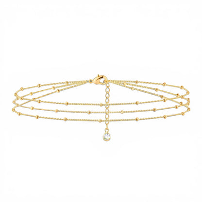 Lumi Gold Triple Chain Satellite Bead Bracelet