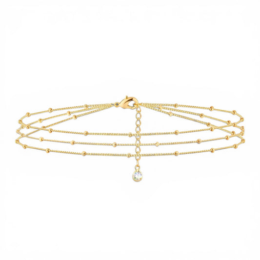 Lumi Gold Triple Chain Satellite Bead Bracelet