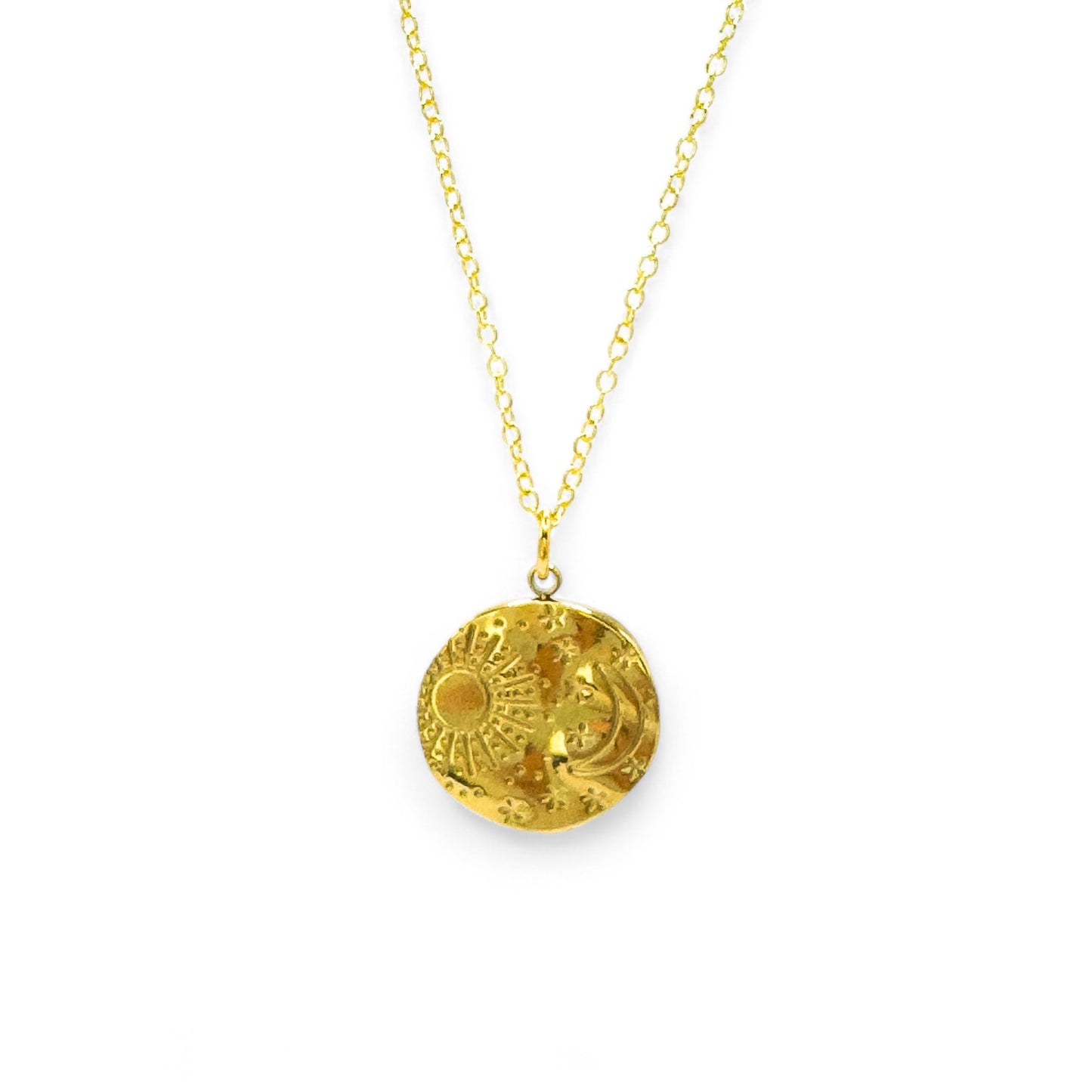 Luna Gold Sun & Moon Engraved Pendant Necklace