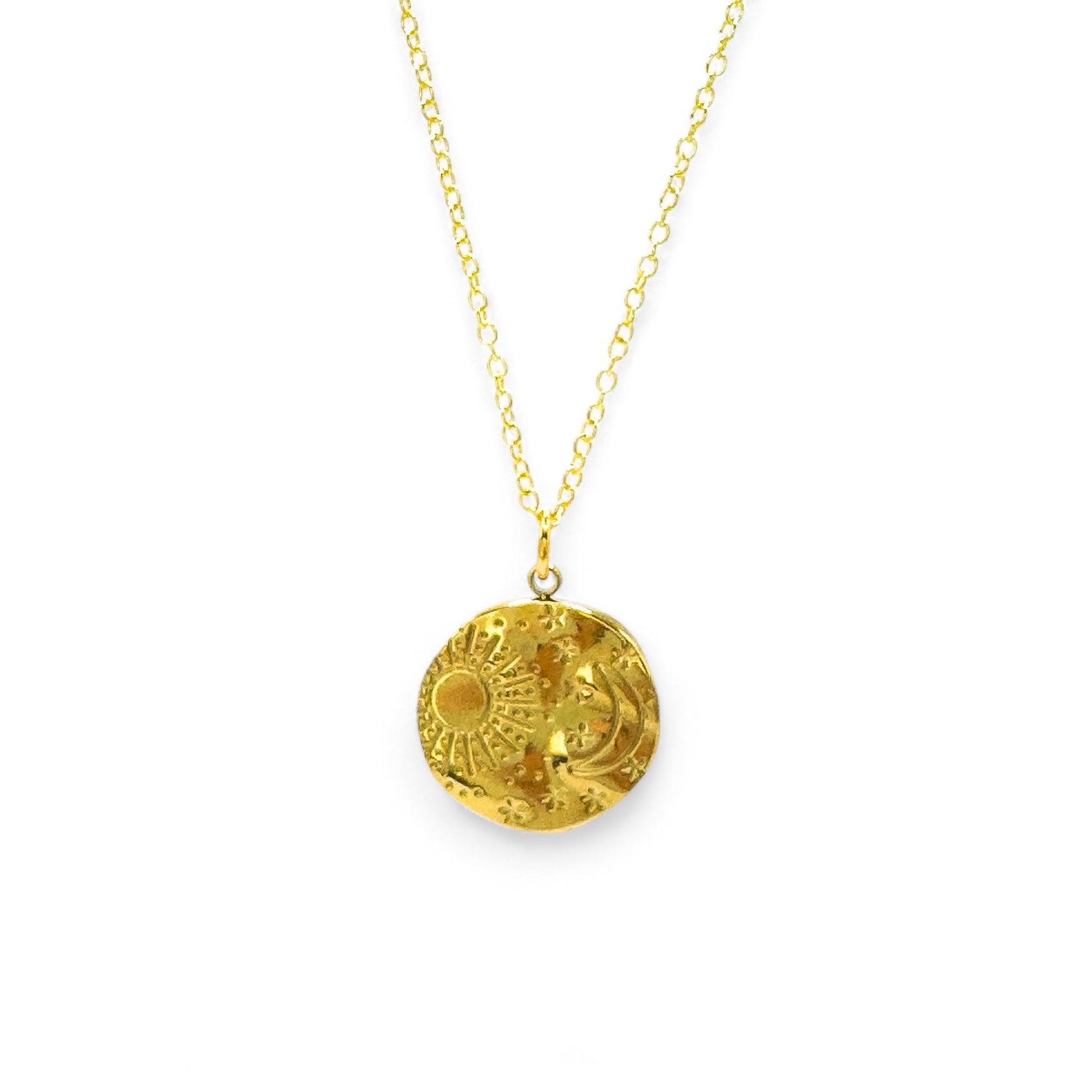 Luna Gold Sun & Moon Engraved Pendant Necklace