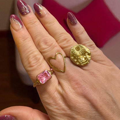 Luna Silver Sun, Moon and Stars Ring | Adjustable