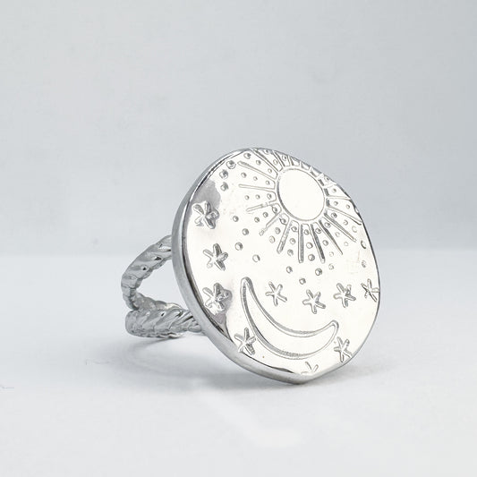 Luna Silver Sun, Moon and Stars Ring | Adjustable