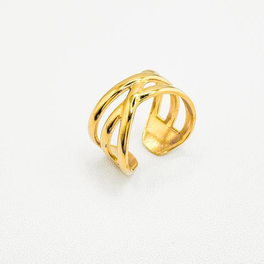 Lyra Gold Twisted Effect Ring | Adjustable