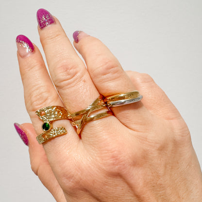 Lyra Gold Twisted Effect Ring | Adjustable