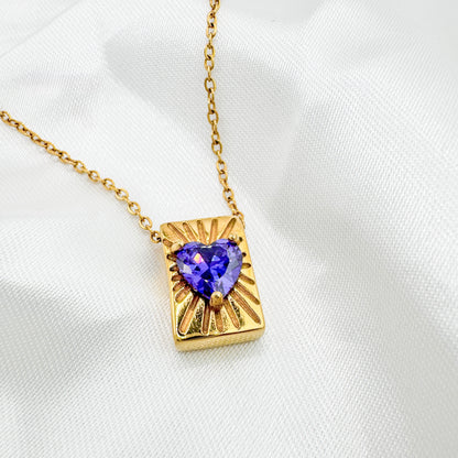 Mia Purple Heart Gold Pendant Necklace - Razzle and Rose Jewellery
