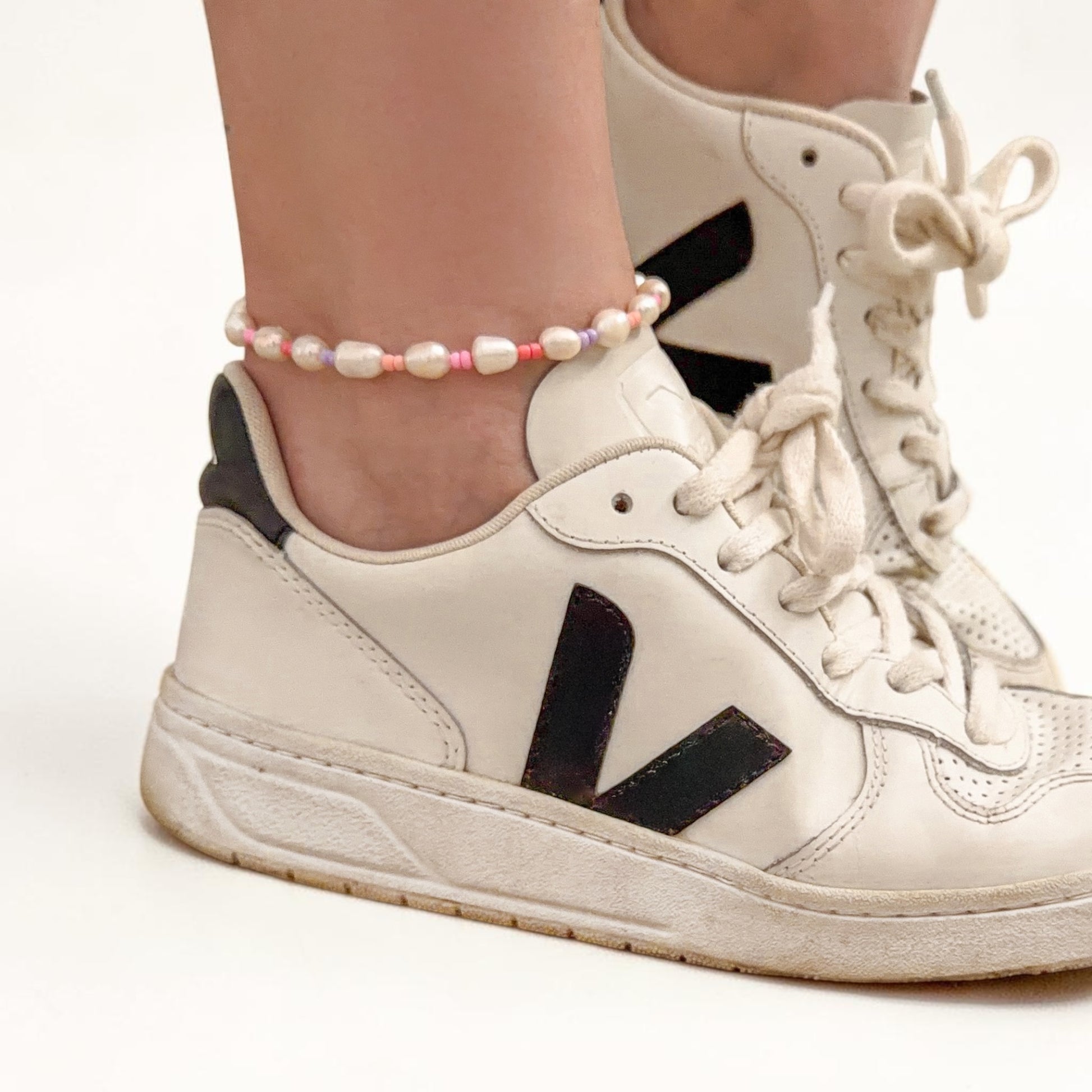 Maldives Sunset Beaded Pearl Anklet