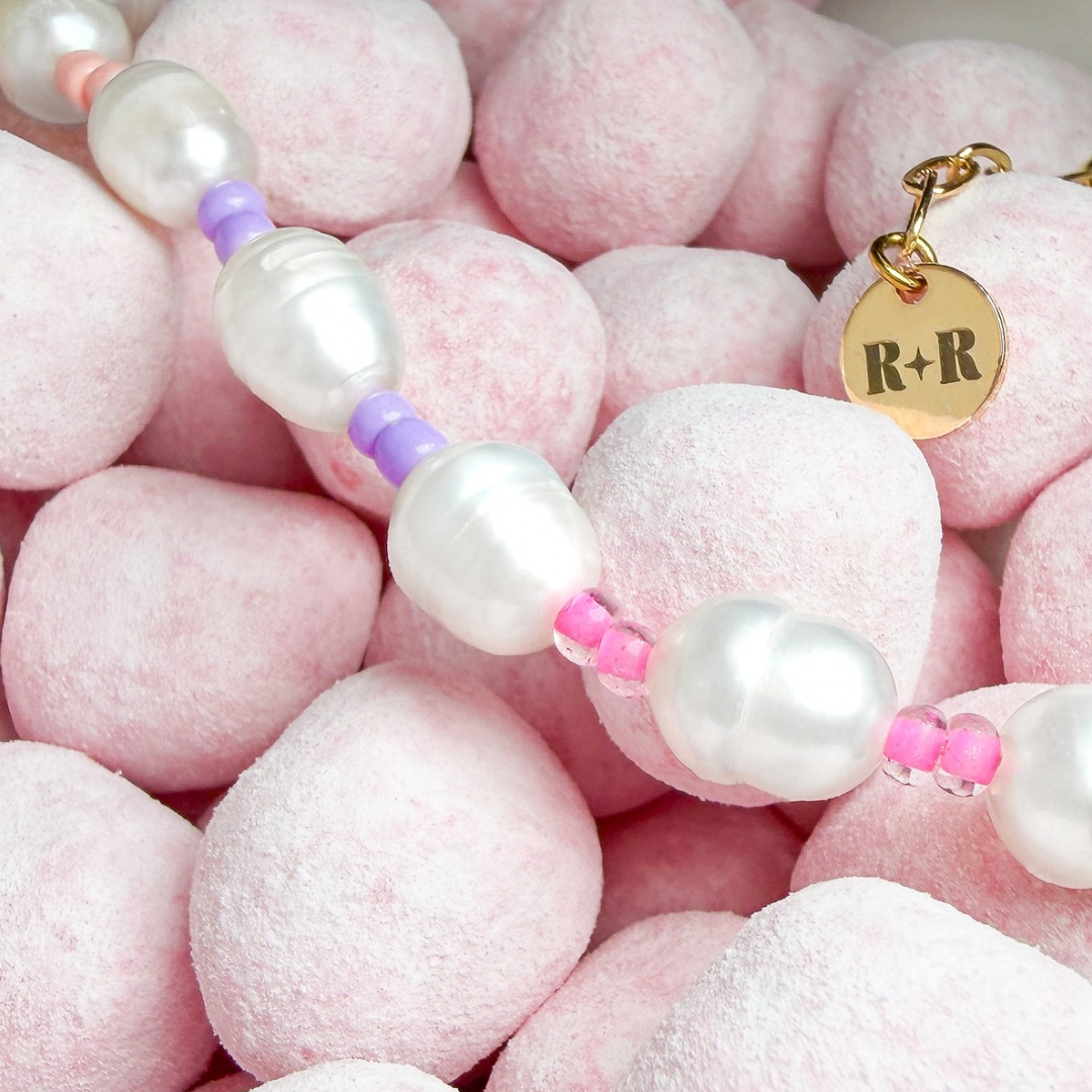 Maldives Sunset Beaded Pearl Gold Necklace