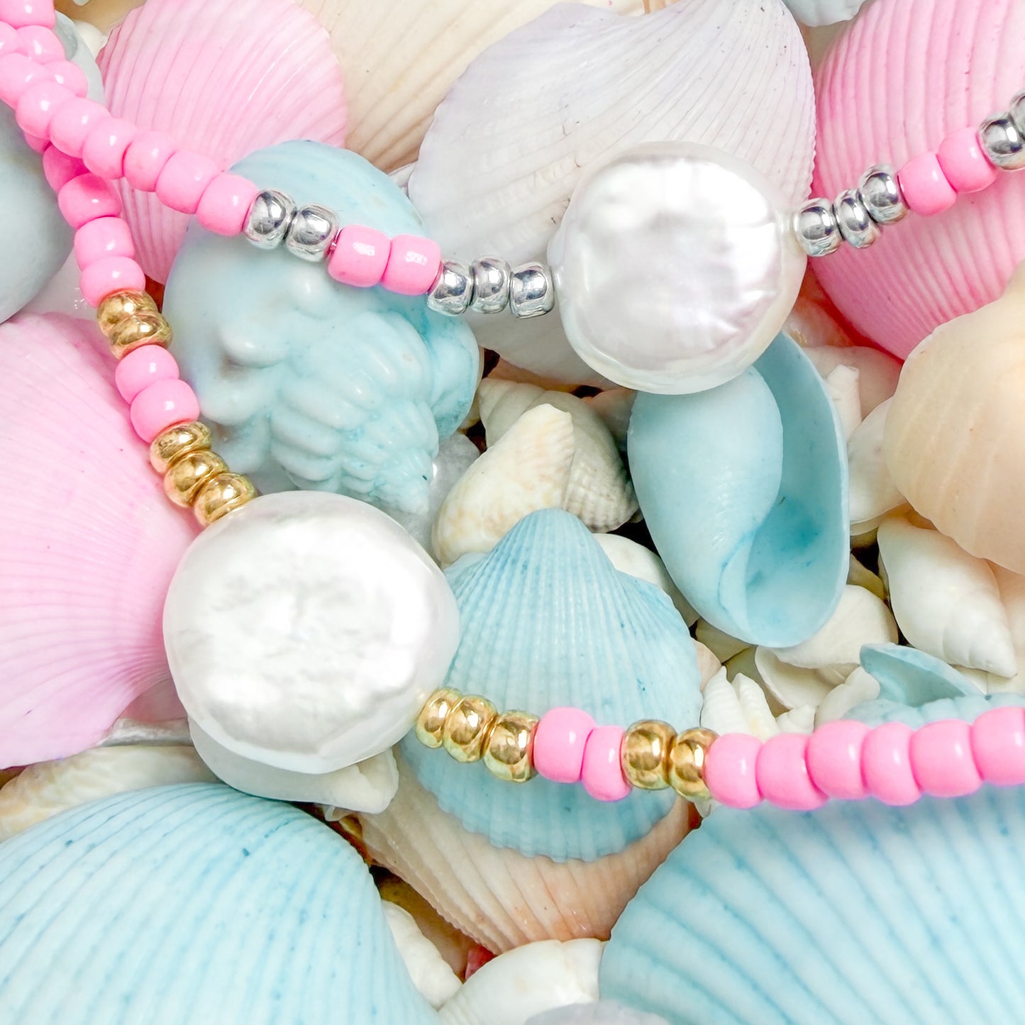 Maui Pink Beaded Necklace with Freshwater Pearl