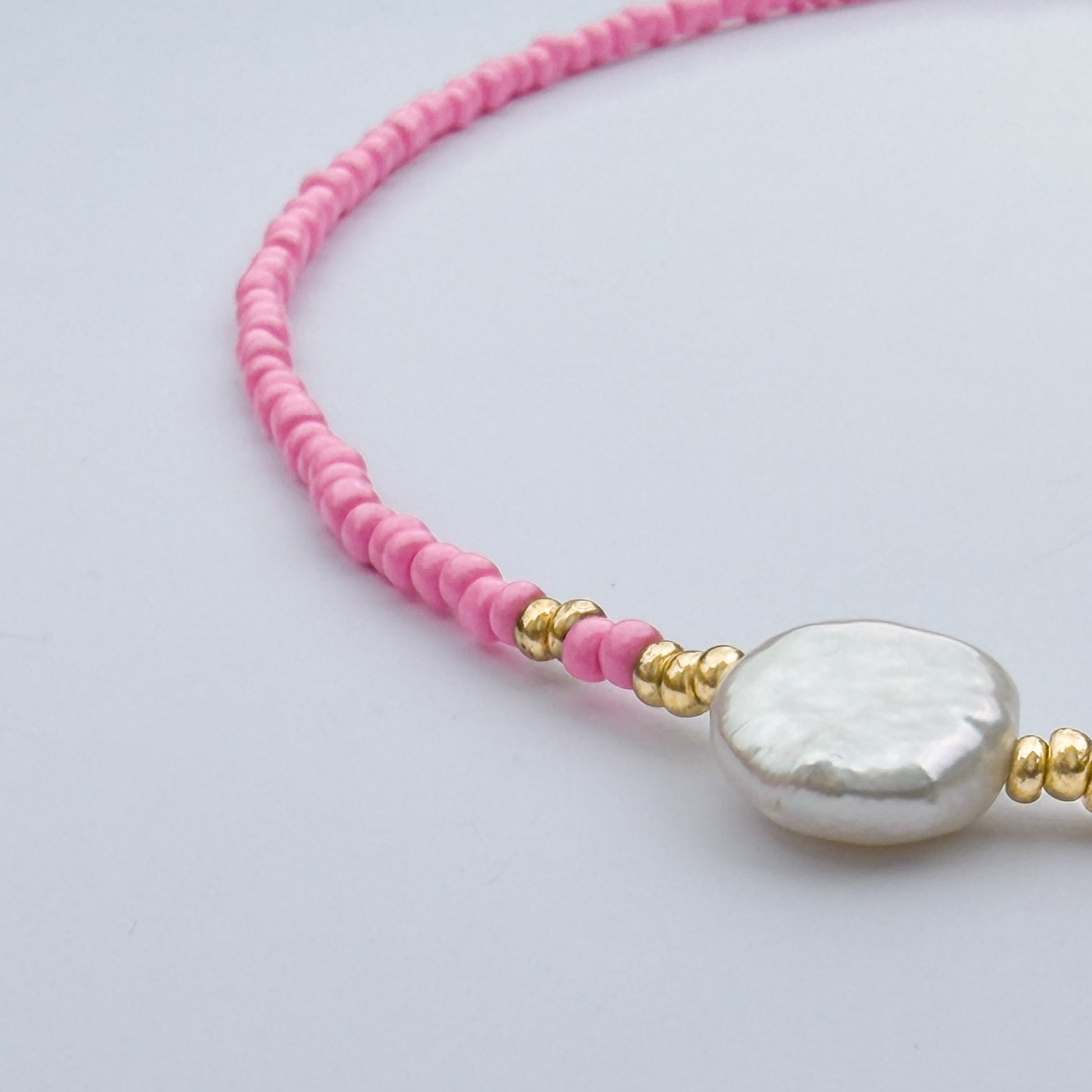 Maui Pink Beaded Necklace with Freshwater Pearl