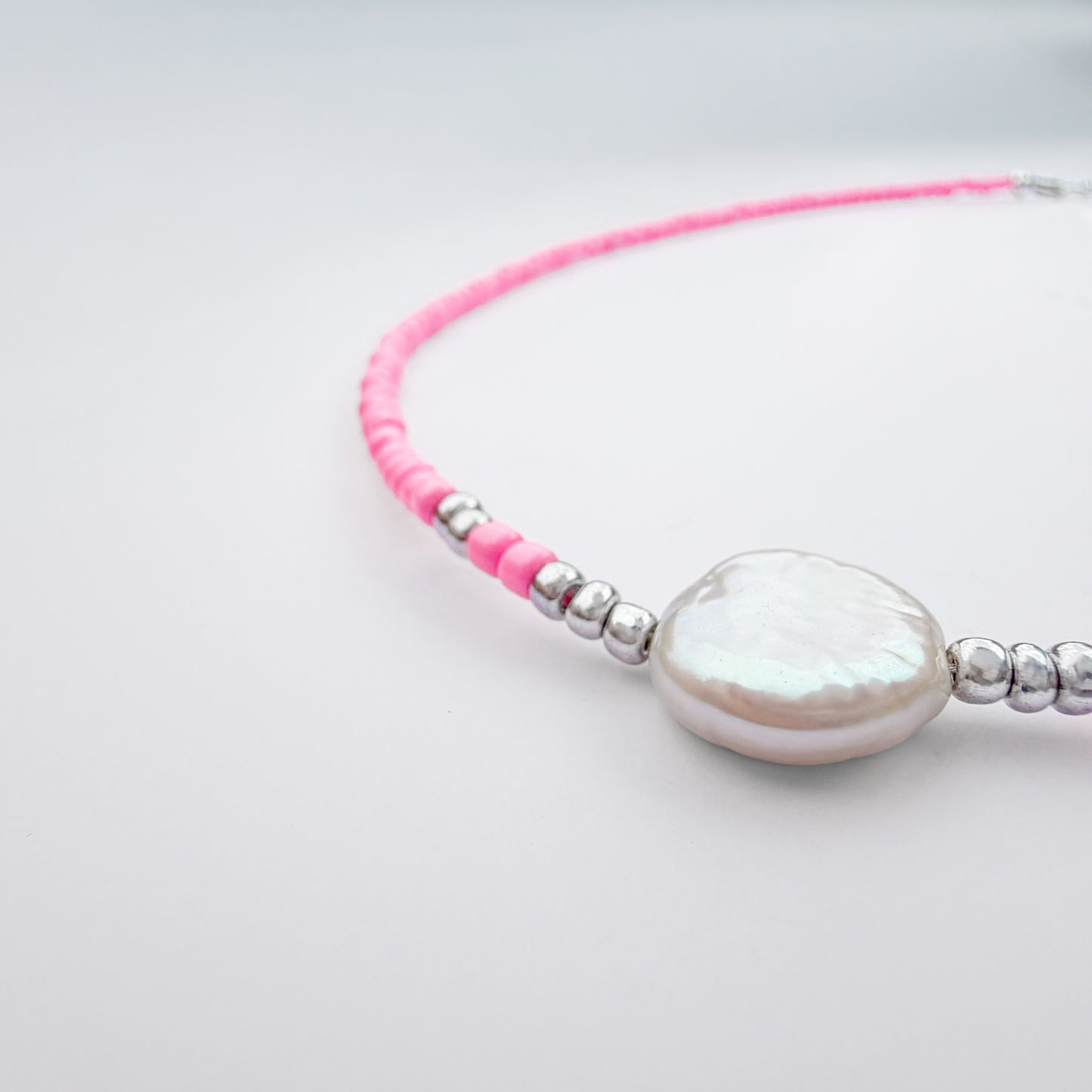 Maui Pink Beaded Necklace with Freshwater Pearl