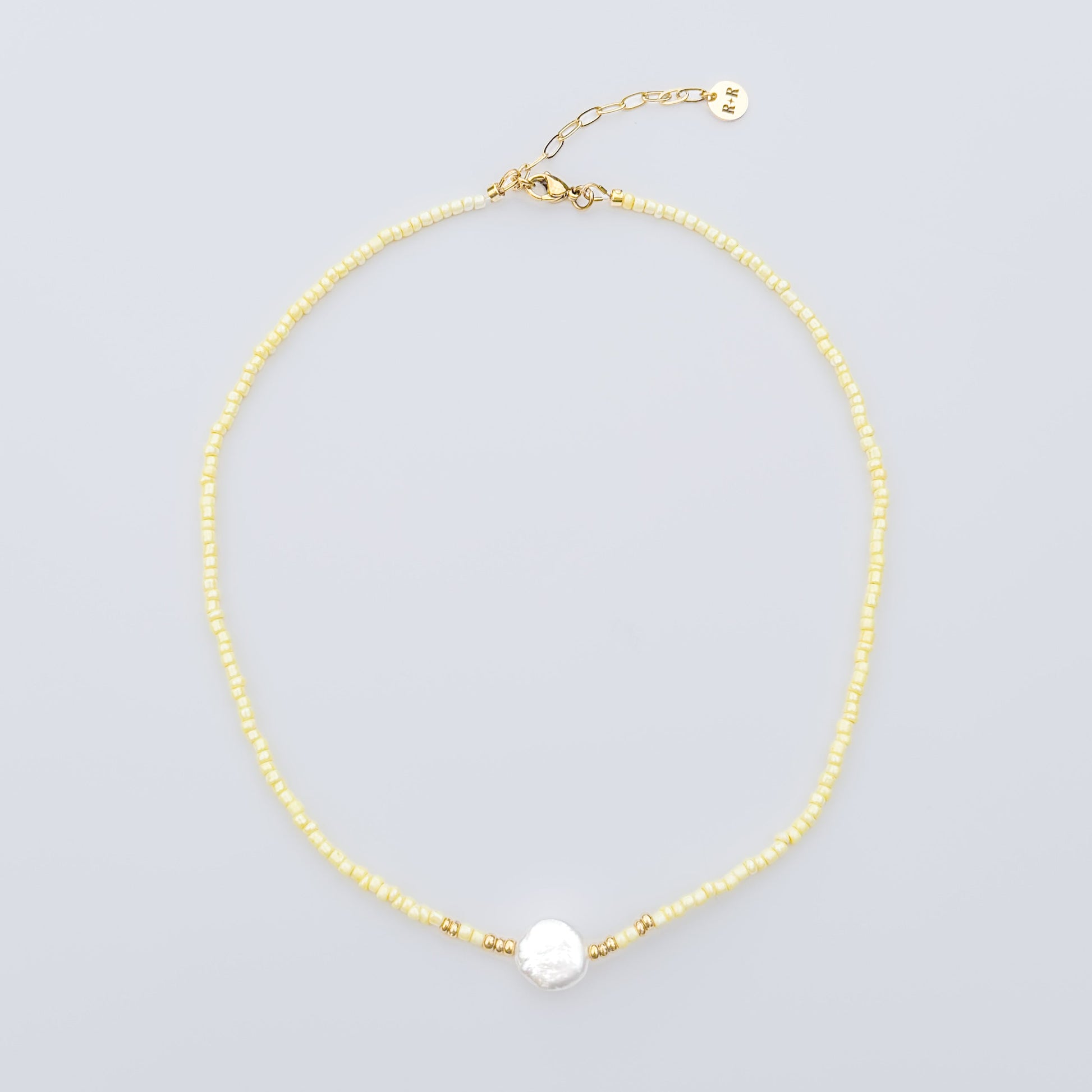 Maui Yellow Beaded Necklace with Freshwater Pearl