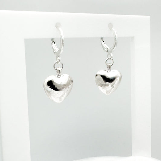Melissa Silver Heart Charm Small Hoop Earrings