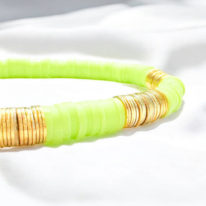 Miami Lime Heishi Clay Bead Bracelet