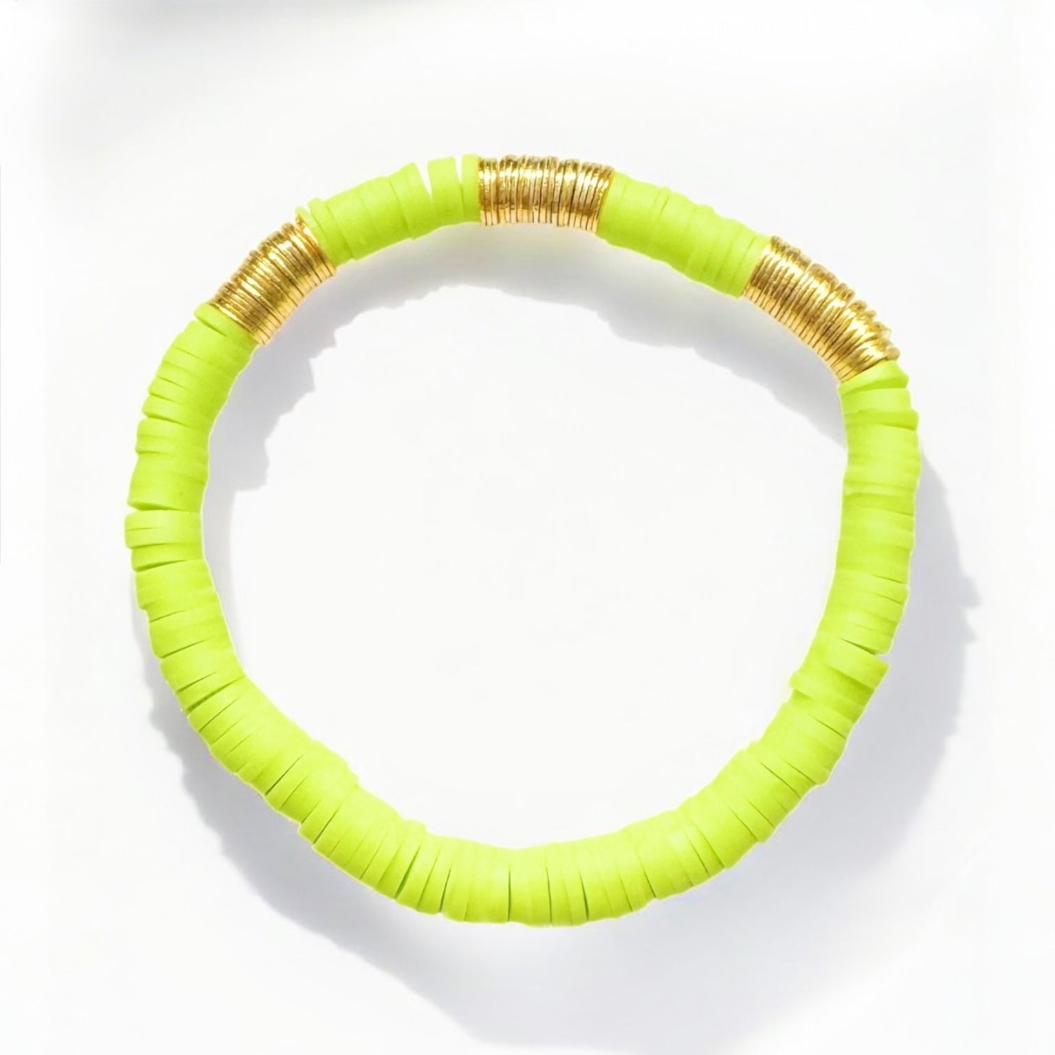 Miami Lime Heishi Clay Bead Bracelet