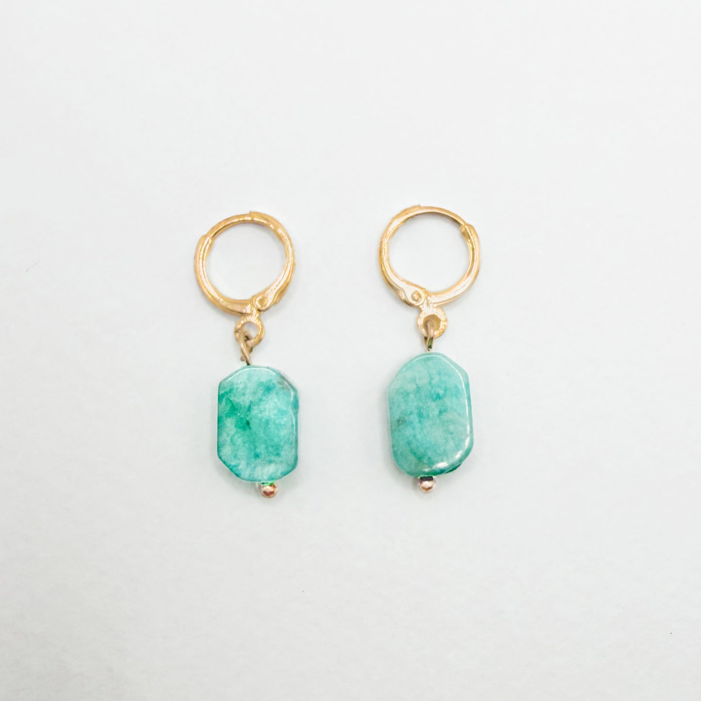 Nassau Amazonite Gemstone Gold Hoop Earrings