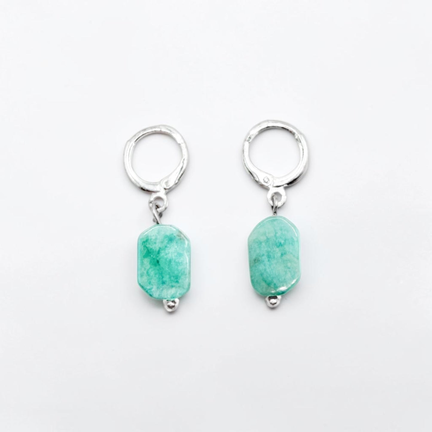 Nassau Amazonite Gemstone Silver Hoop Earrings