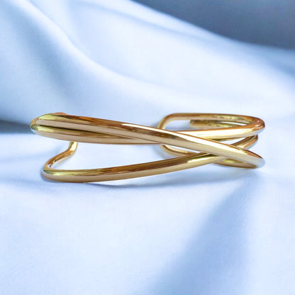 Natalia Chunky Gold Bangle Bracelet | Adjustable