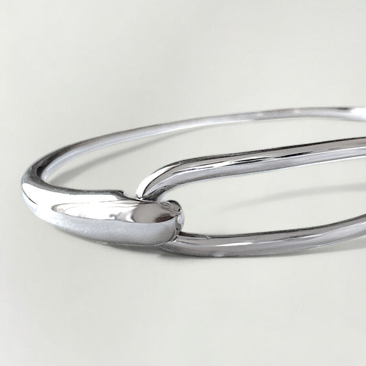 Noelle Silver Chunky Loop Bangle Bracelet