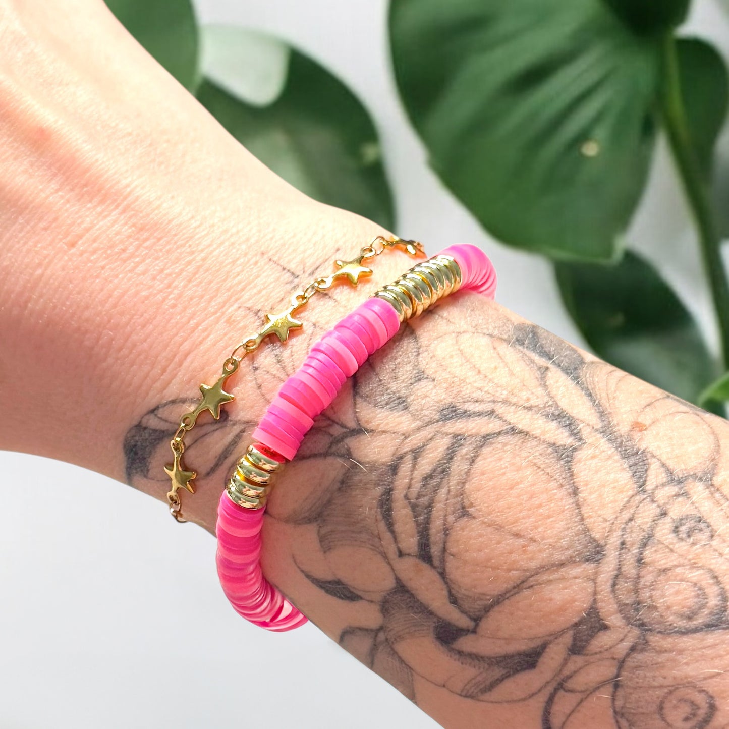 Palermo Pink Heishi Clay Bead Bracelet