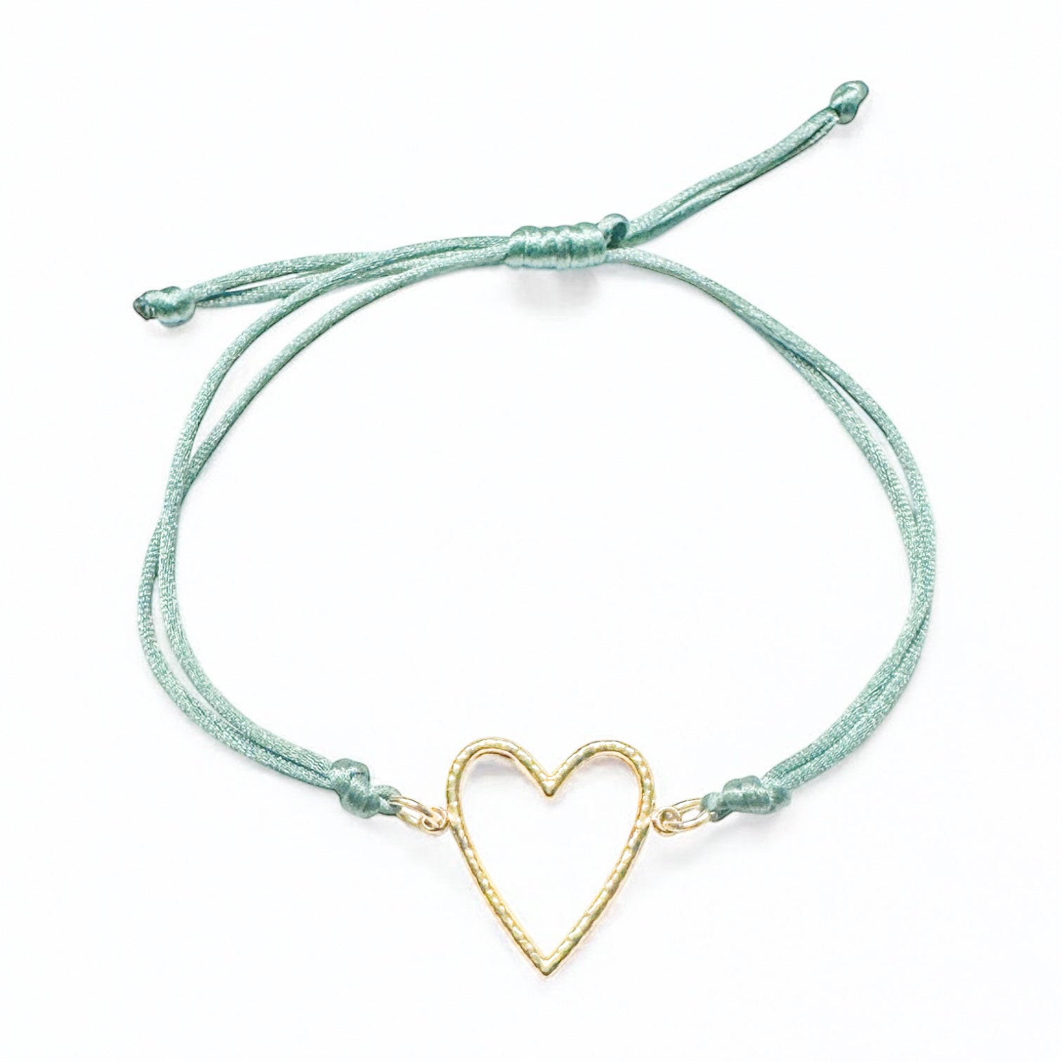 Palma Gold Heart Green Slider Cord Bracelet