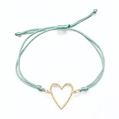 Palma Gold Heart Green Slider Cord Bracelet