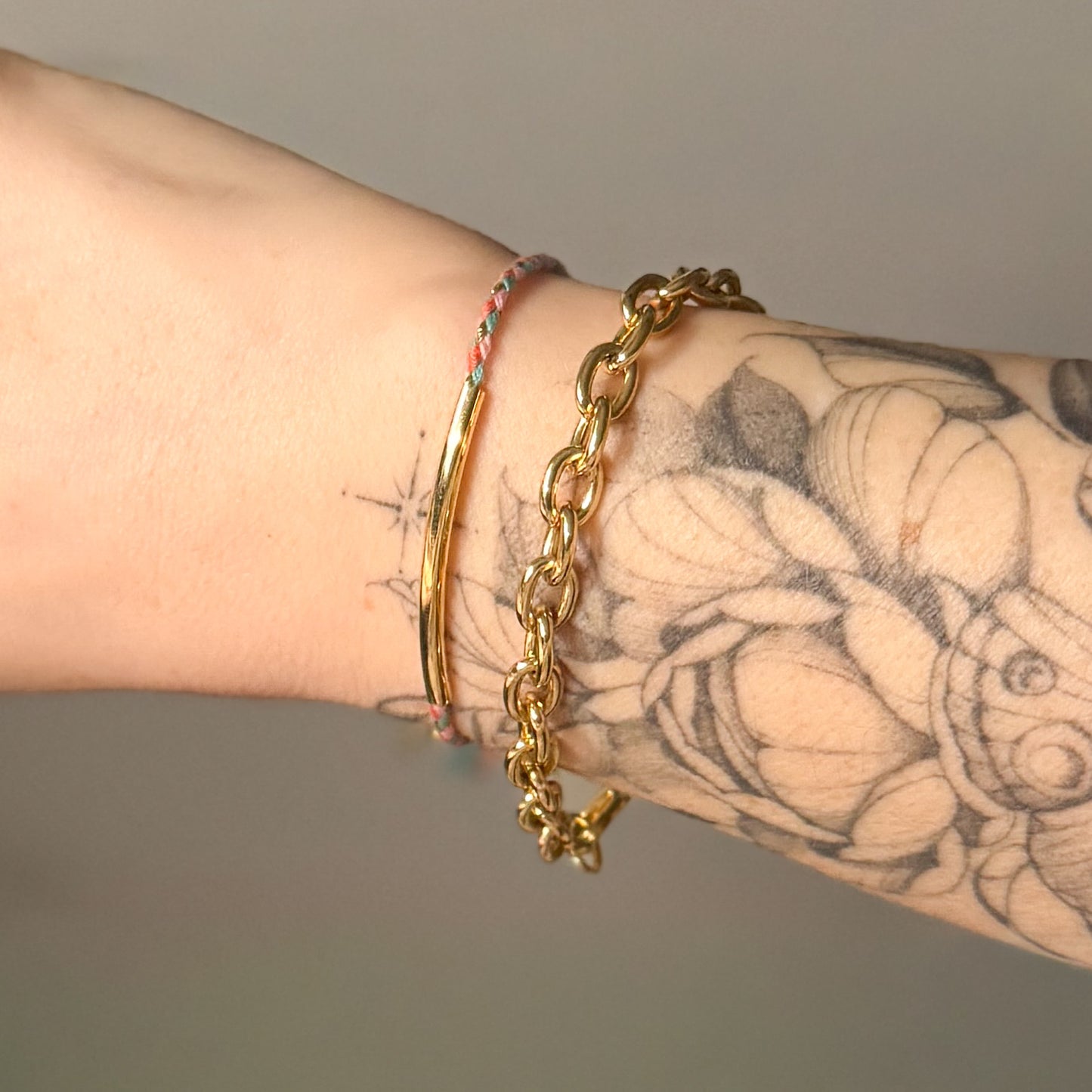 Anya Pastel Cord Gold Slider Bracelet | Adjustable
