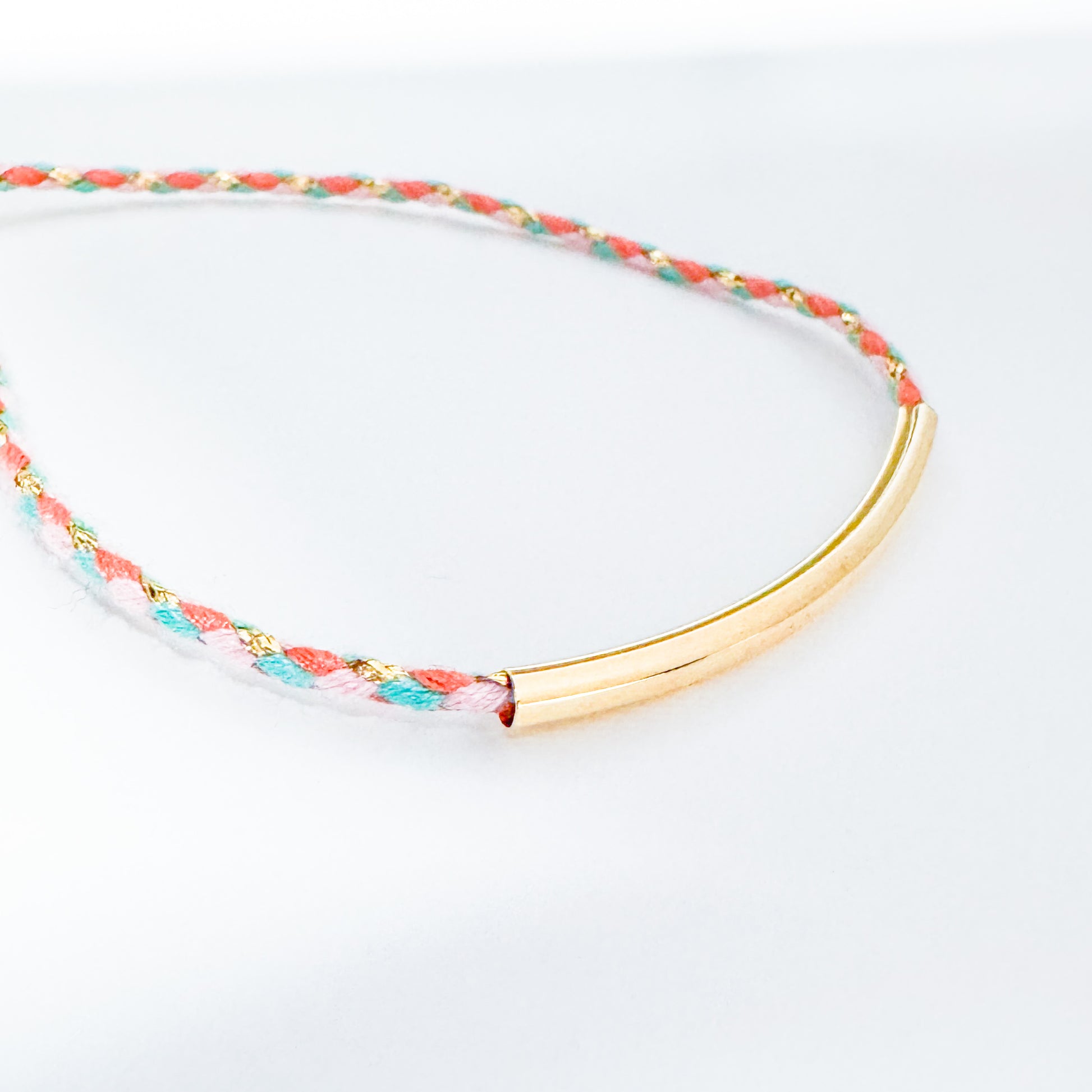 Anya Pastel Cord Gold Slider Bracelet | Adjustable