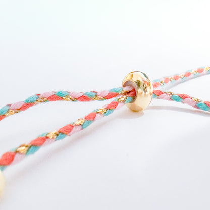 Anya Pastel Cord Gold Slider Bracelet | Adjustable