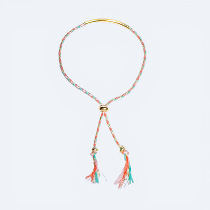 Anya Pastel Cord Gold Slider Bracelet | Adjustable