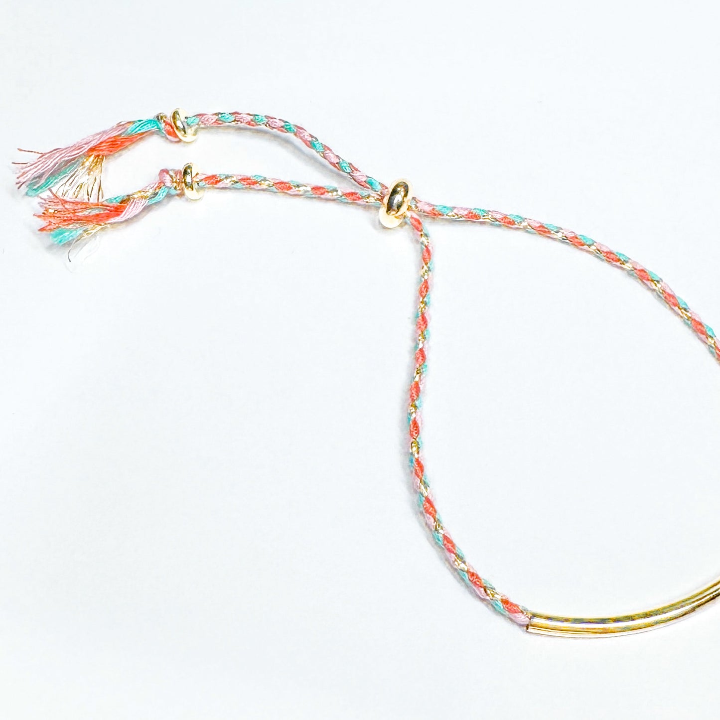 Anya Pastel Cord Gold Slider Bracelet | Adjustable