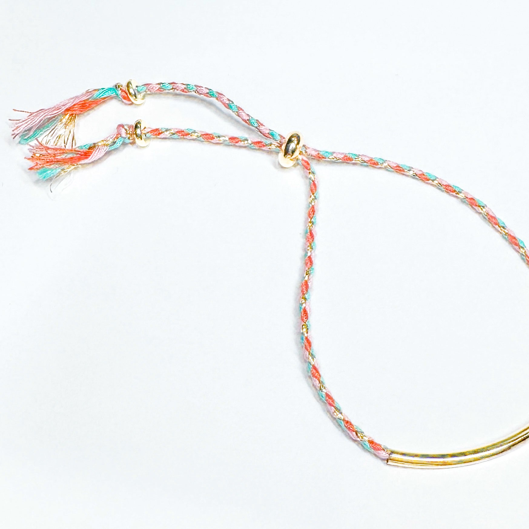 Anya Pastel Cord Gold Slider Bracelet | Adjustable