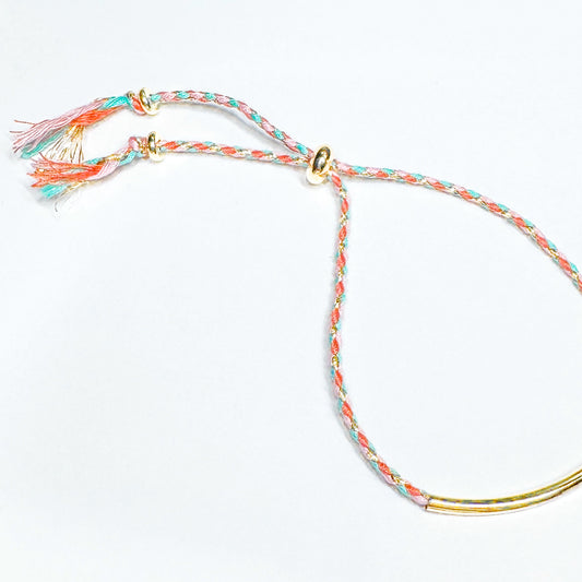 Anya Pastel Cord Gold Slider Bracelet | Adjustable
