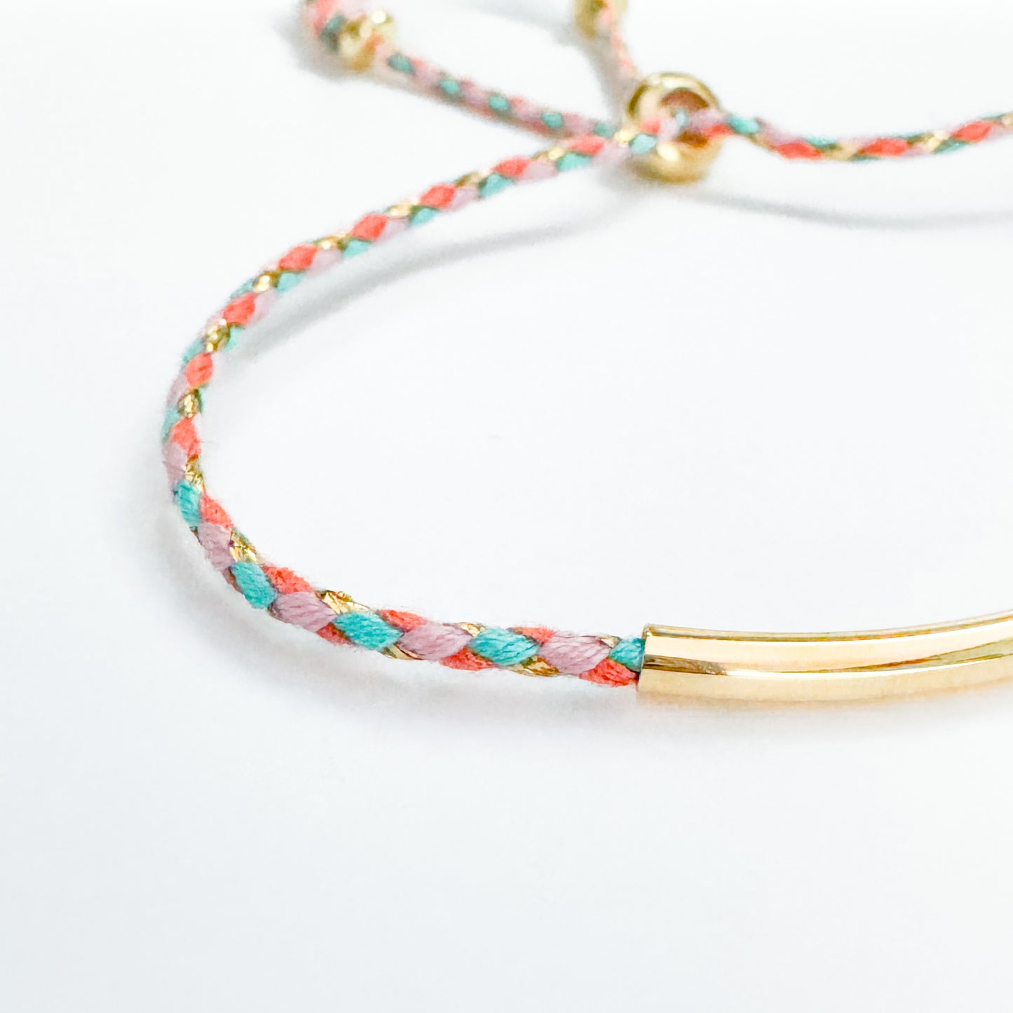 Anya Pastel Cord Gold Slider Bracelet | Adjustable