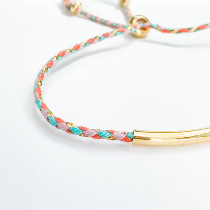 Anya Pastel Cord Gold Slider Bracelet | Adjustable