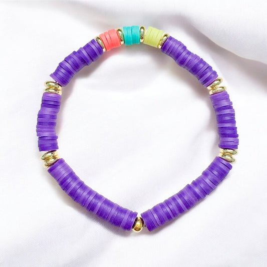 Rio Purple Heishi Clay Bead Bracelet - Razzle and Rose Jewellery