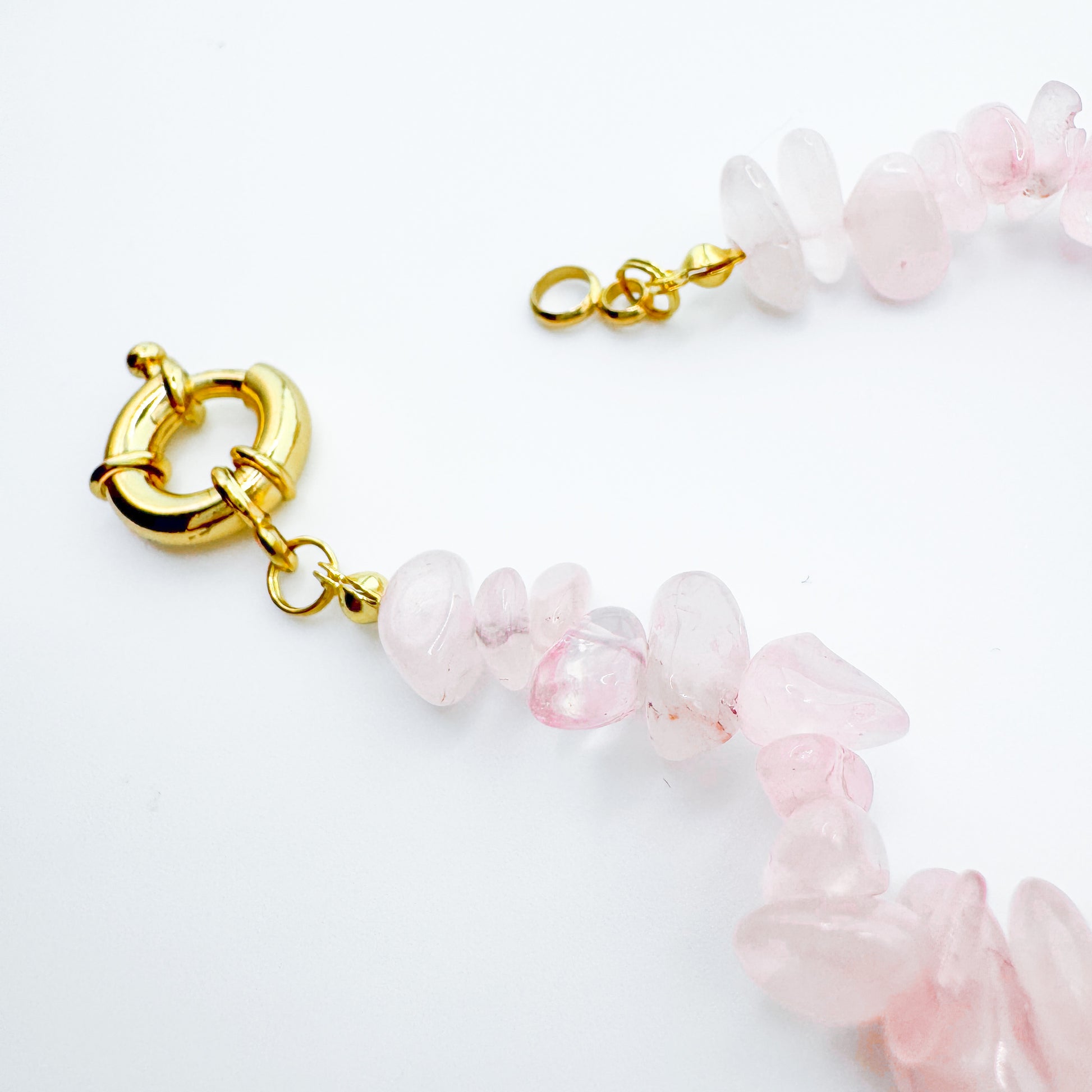 Rosalie Gold Rose Quartz Charm Bracelet | Choose Your Initial